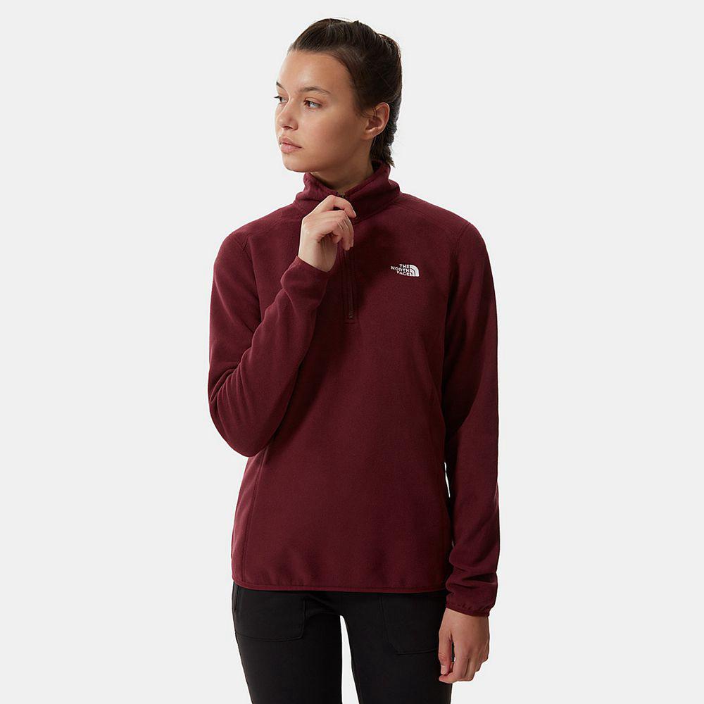 The North Face 100 Glacier Quarter-Zip Γυναικεια Fleece - Κοκκινα (HCGK69431)